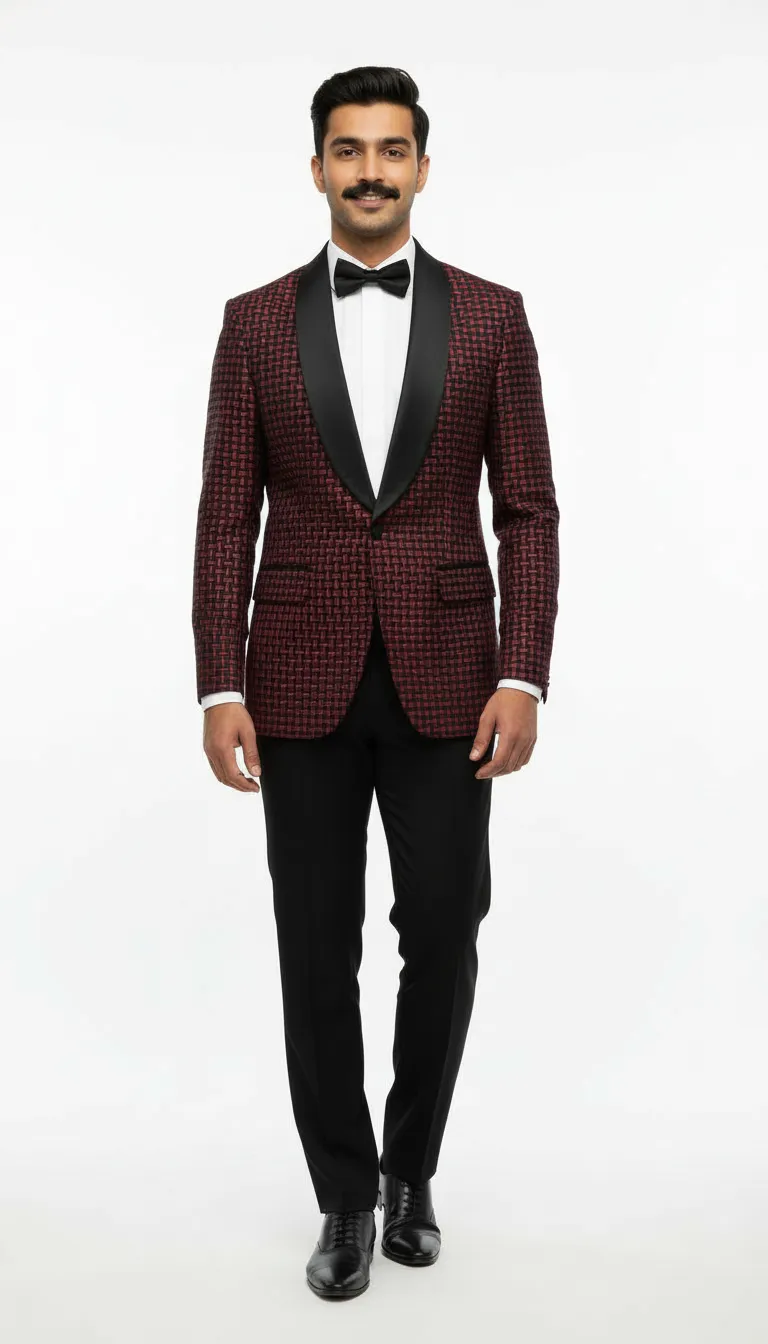 Mens Red Black Designer Tuxedo view 2