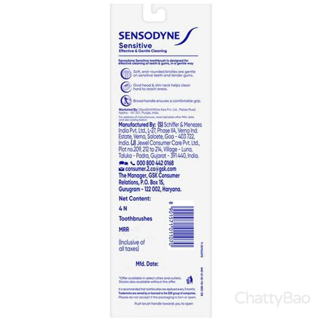 Sensodyne Sensitive Toothbrush - Soft Rounded Bristles 4 Pieces view 2