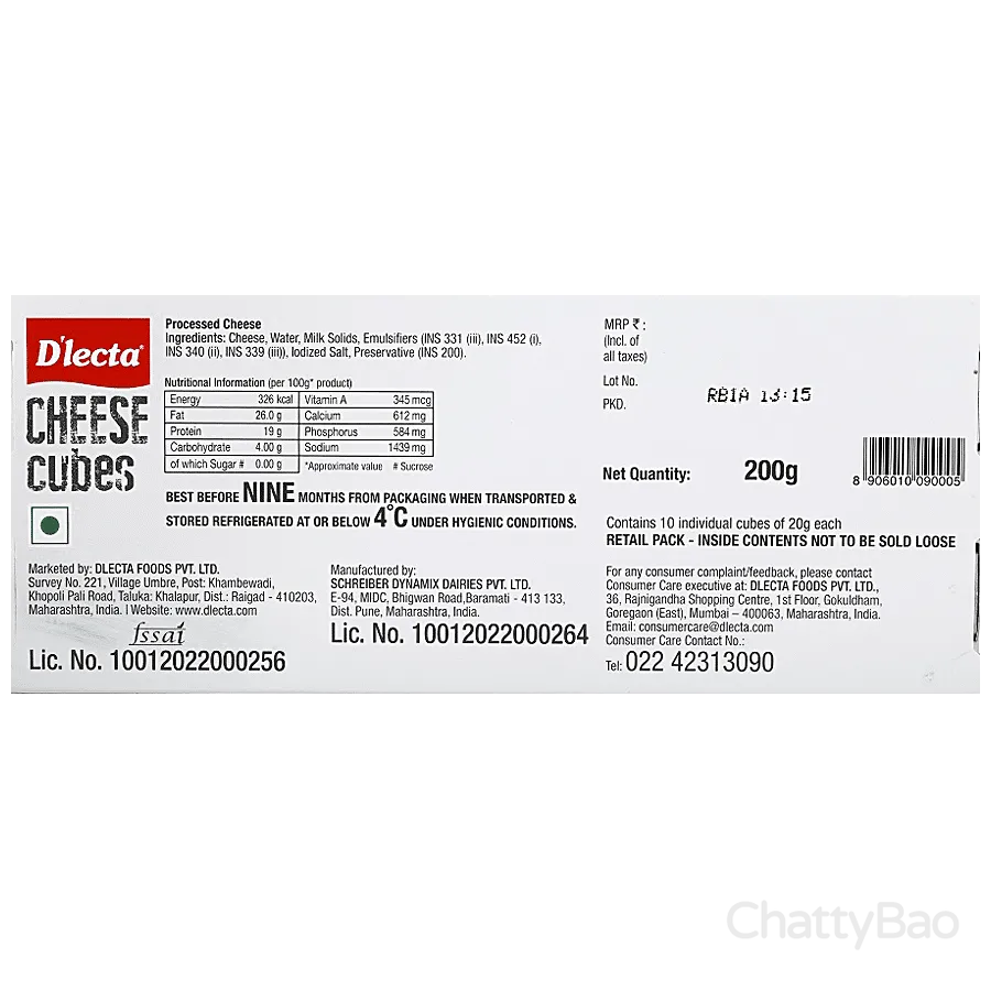 D'Lecta Cheese Cubes 200 g (Pack of 10) view 2