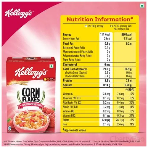 Kelloggs Corn Flakes With Real Strawberry Puree 300 g view 3