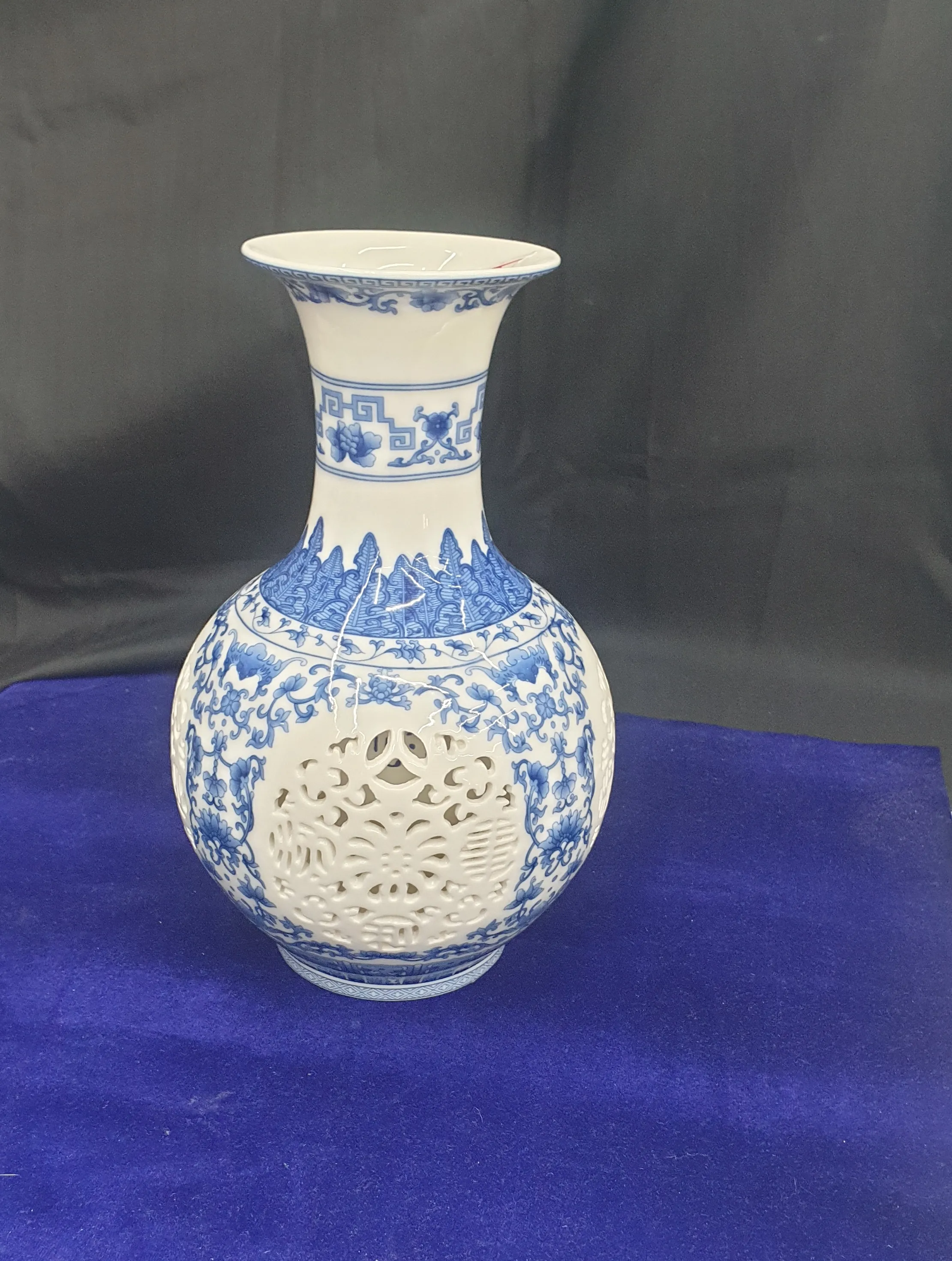 Blue Pottery Flower Vase view 2