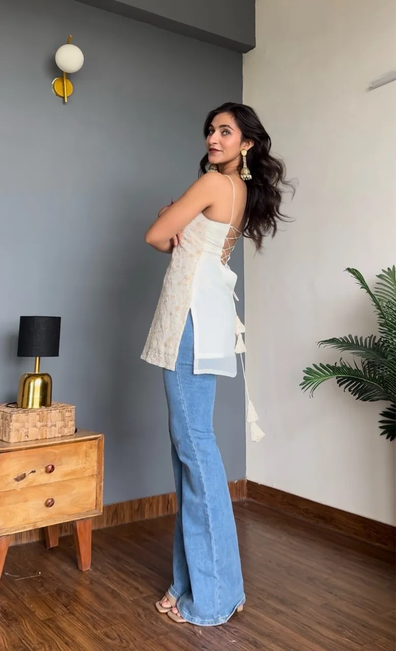 Floral Chikankari Corset Kurti view 4