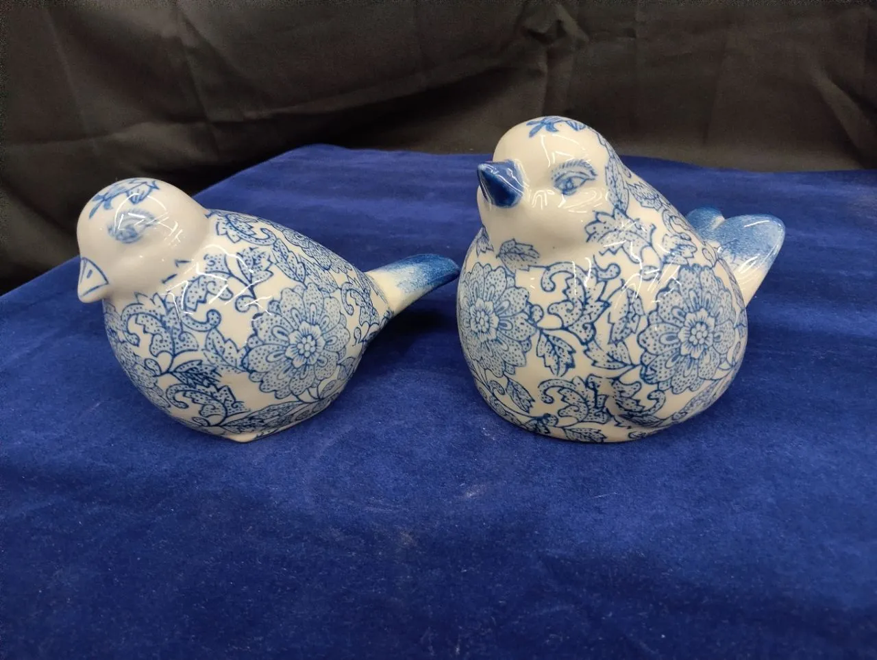 Blue and White Floral Birds view 5
