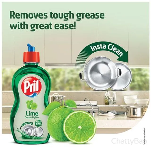 Pril Lime Dishwash Liquid 225 ml view 5