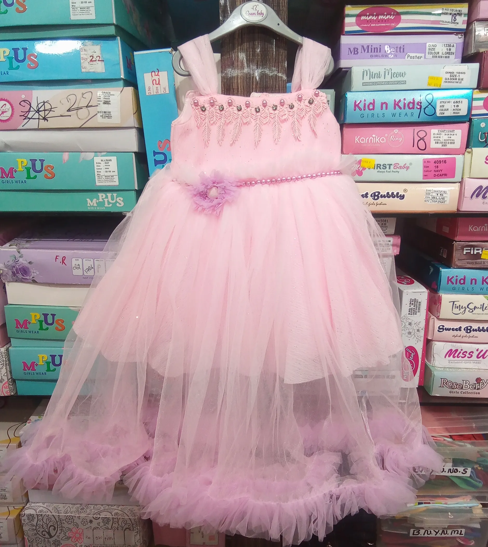 Girls Pink Party Dressks view 3