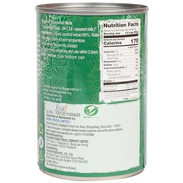Real Thai Organic Coconut Milk 400 ml view 2