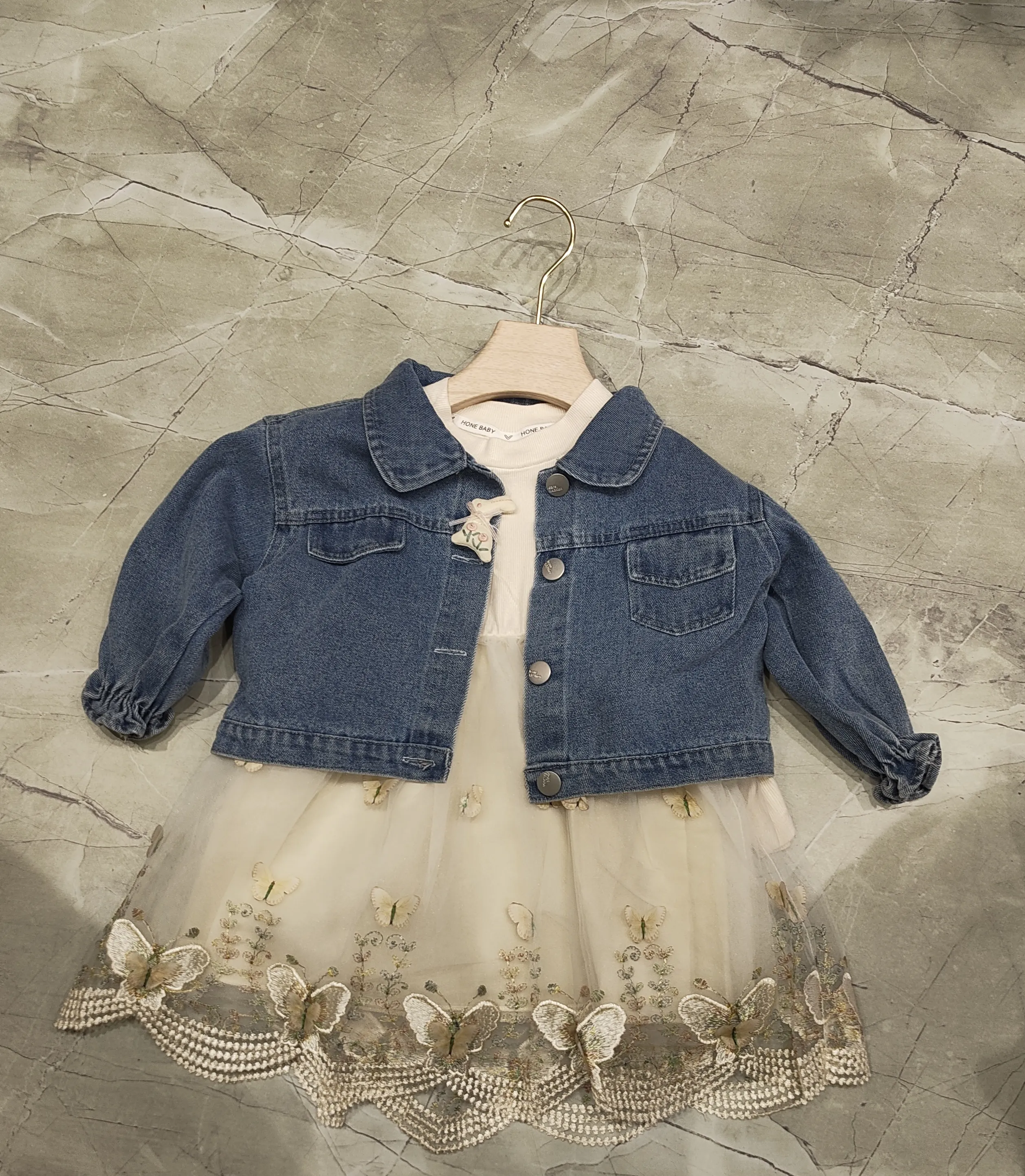 Denim and Tulle Dress Set view 3