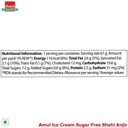 Amul Ice Cream Sugar Free - Shahi Anjeer 125 ml view 3