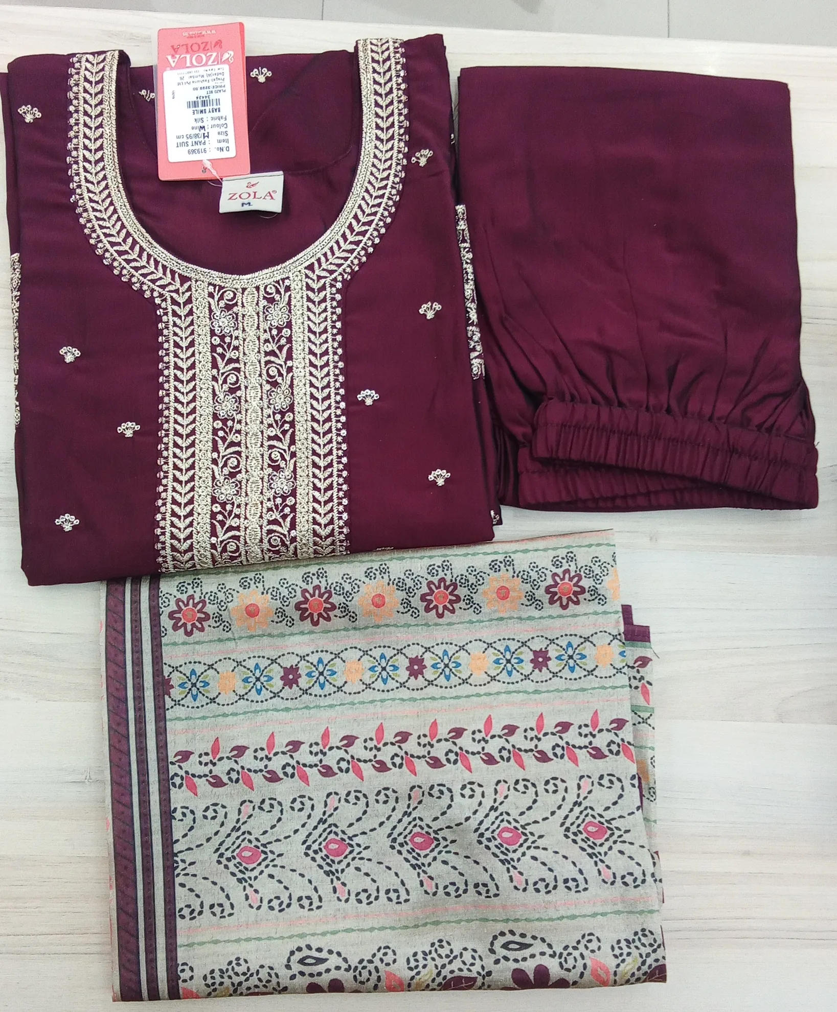 Zola Embroidered Churidar Set view 3