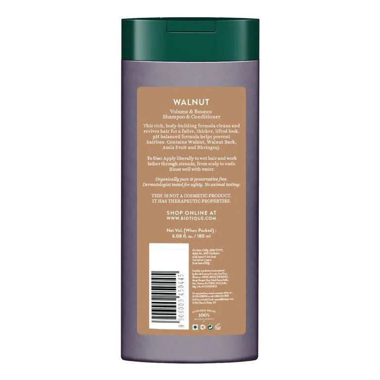 Biotique Walnut Volume & Bounce Shampoo And Conditioner 180 ml view 2