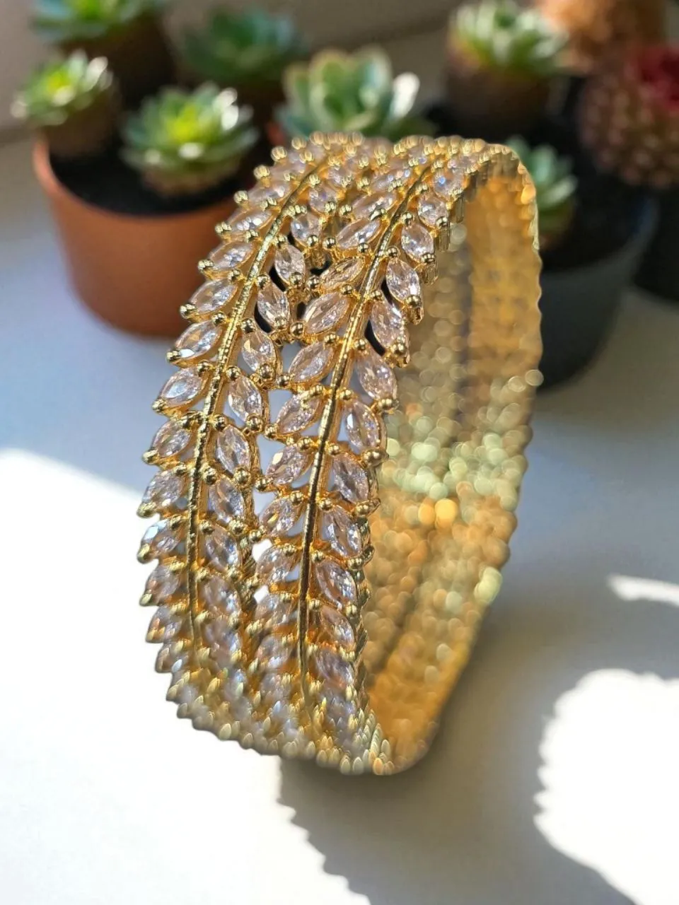 Crystal Leaf Bangle view 3