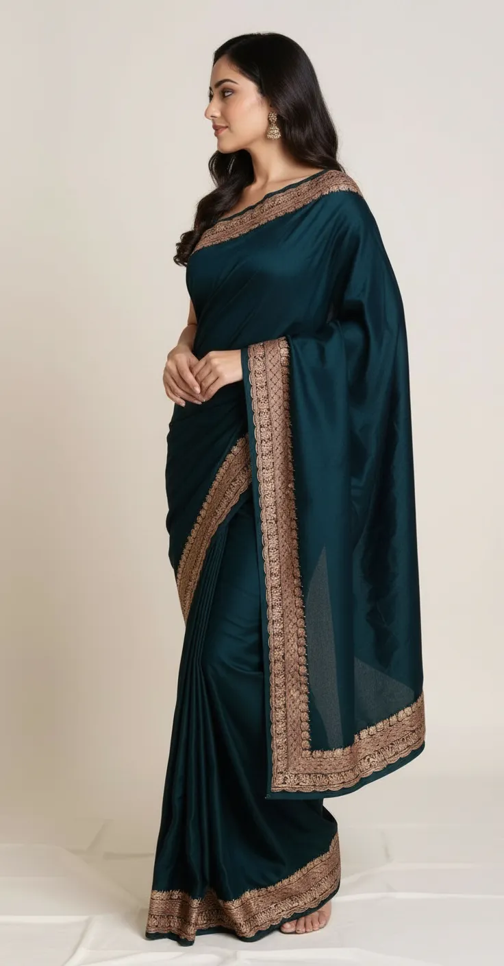 Elegant Green Saree view 2