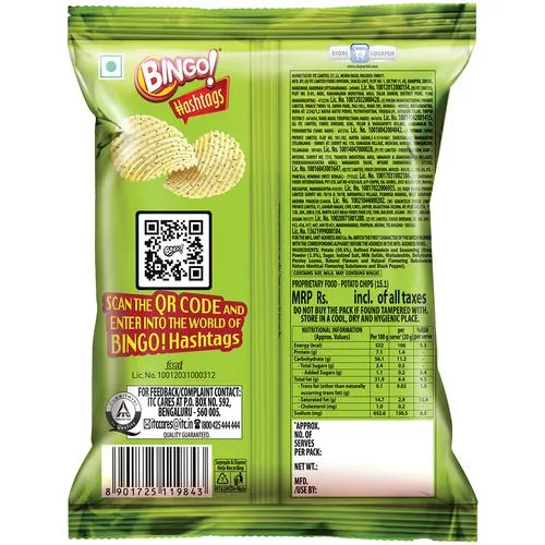Bingo Hashtags Cream & Onion Potato Chips 22 g view 2