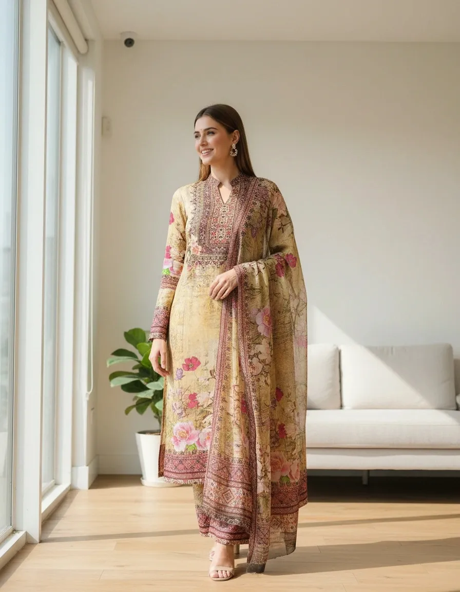 Floral Printed Kurta Set view 2