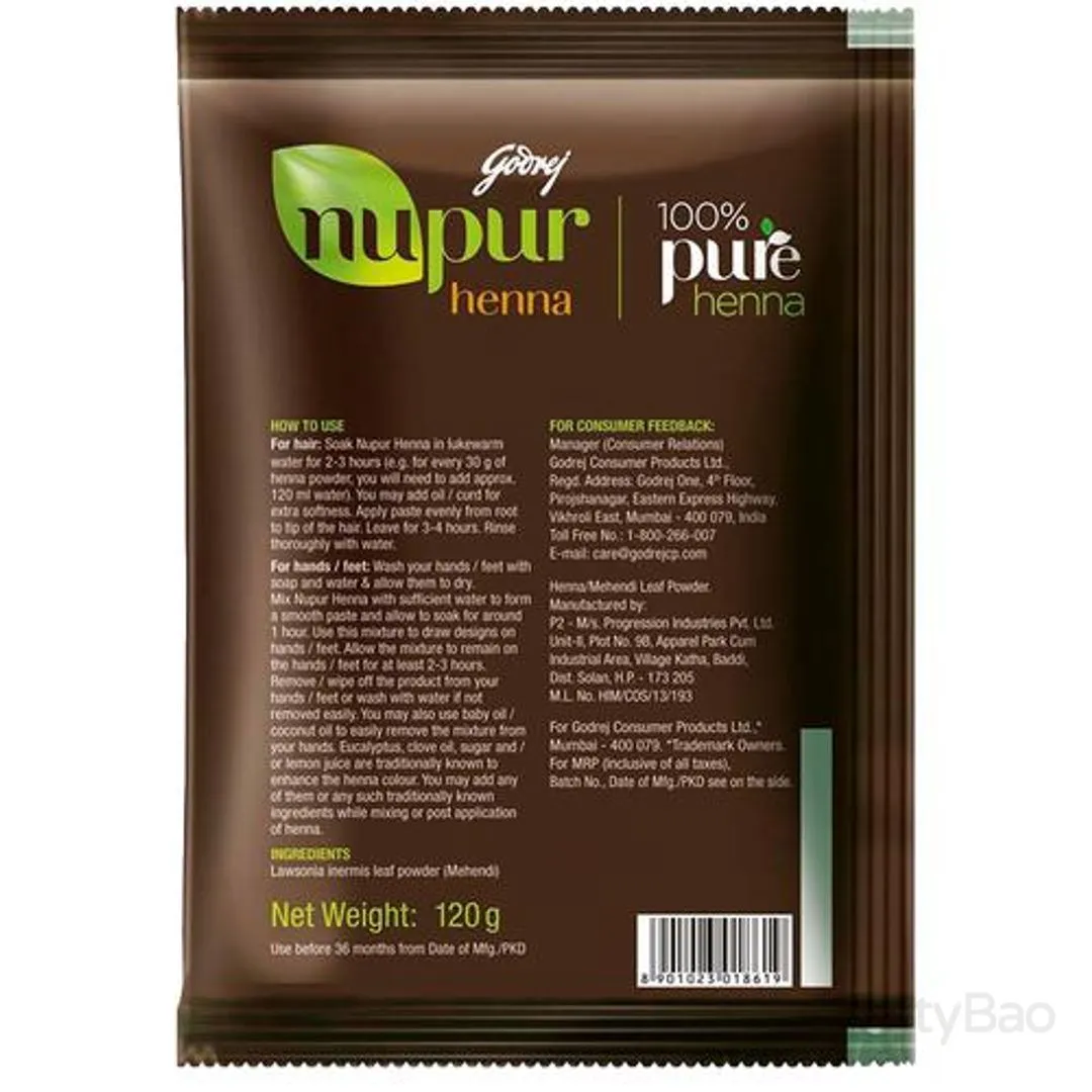Godrej Nupur Hair Colour 100% Pure Henna Mehendi 120 g view 2