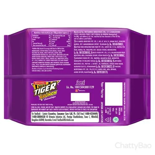 Britannia Tiger Krunch Chocochip Biscuit 400 g view 2