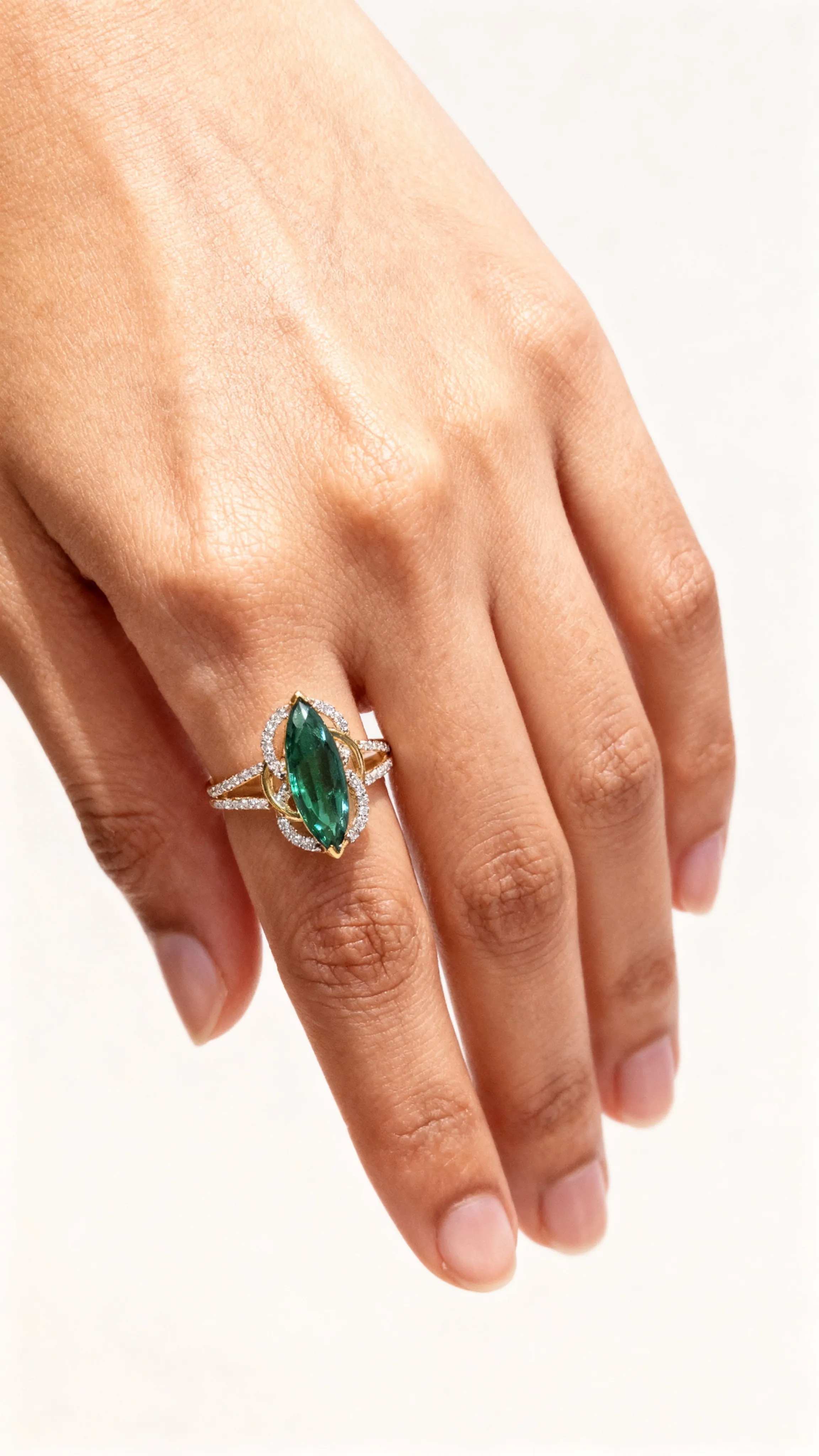 Emerald and Diamond Ring view 2