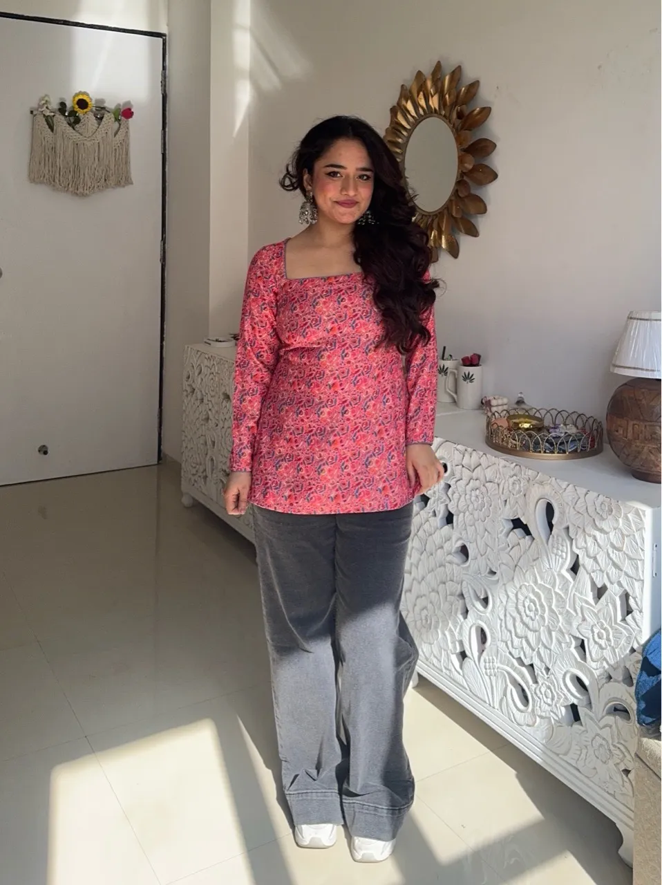 Peach Woolen Corset Kurti view 3