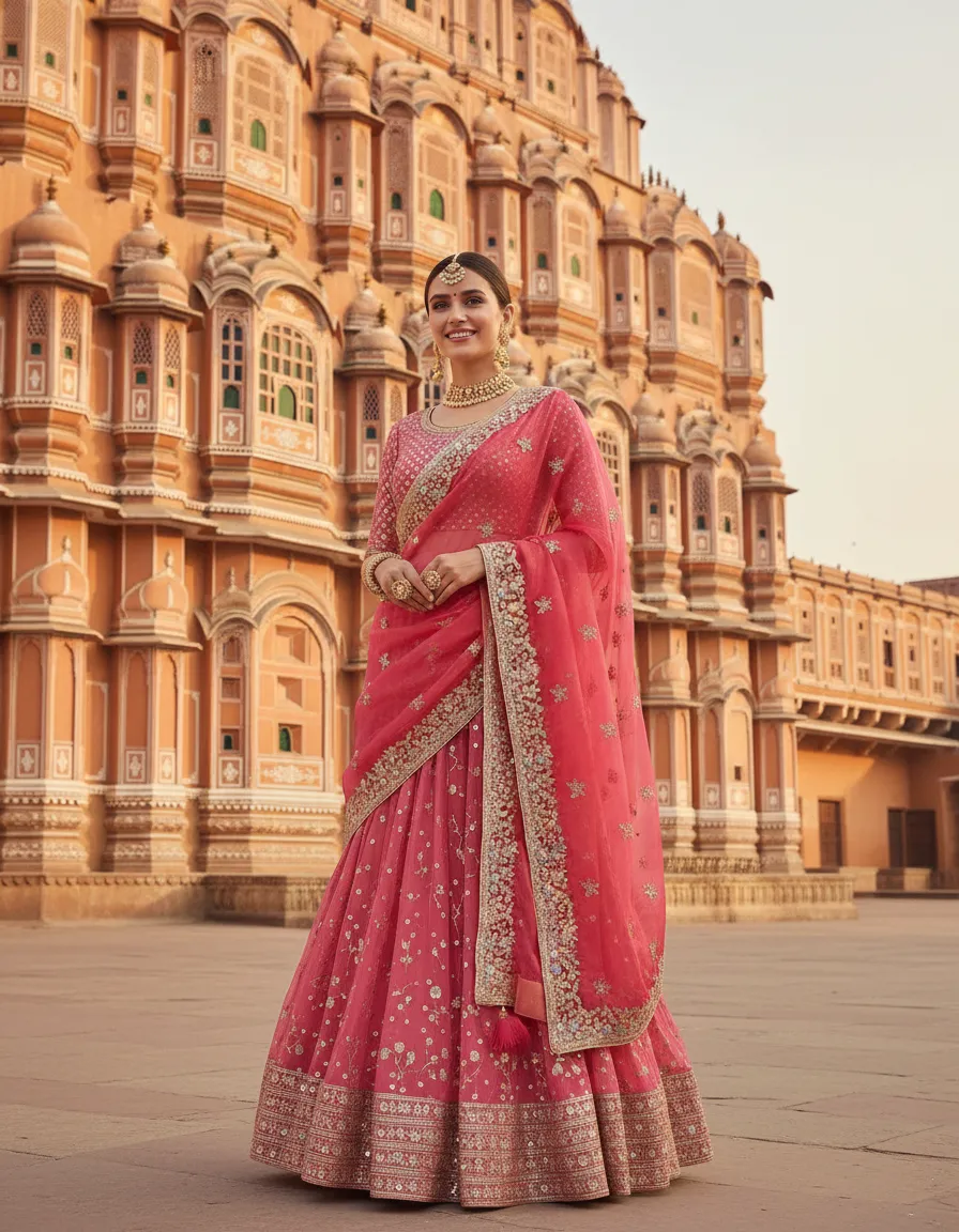 Embroidered Red Saree
