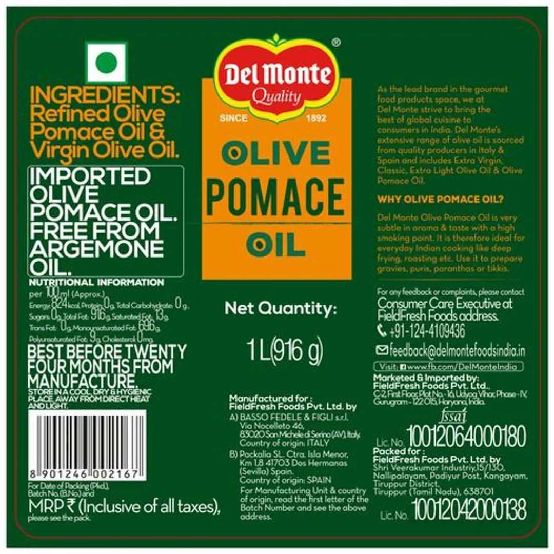 Del Monte Olive Pomace Oil Bottle 1 L view 6