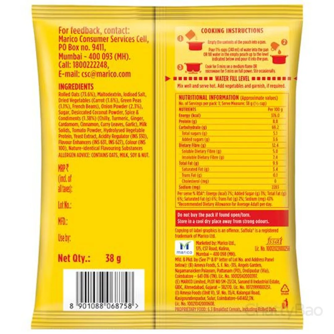 Saffola Masala Oats - Veggie Twist 38 g view 2