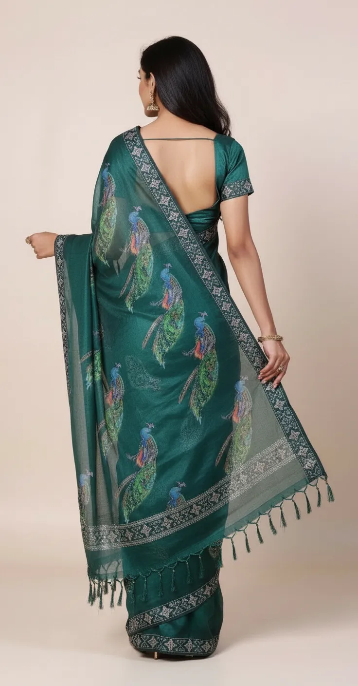 Embroidered Leo Silk Saree view 2