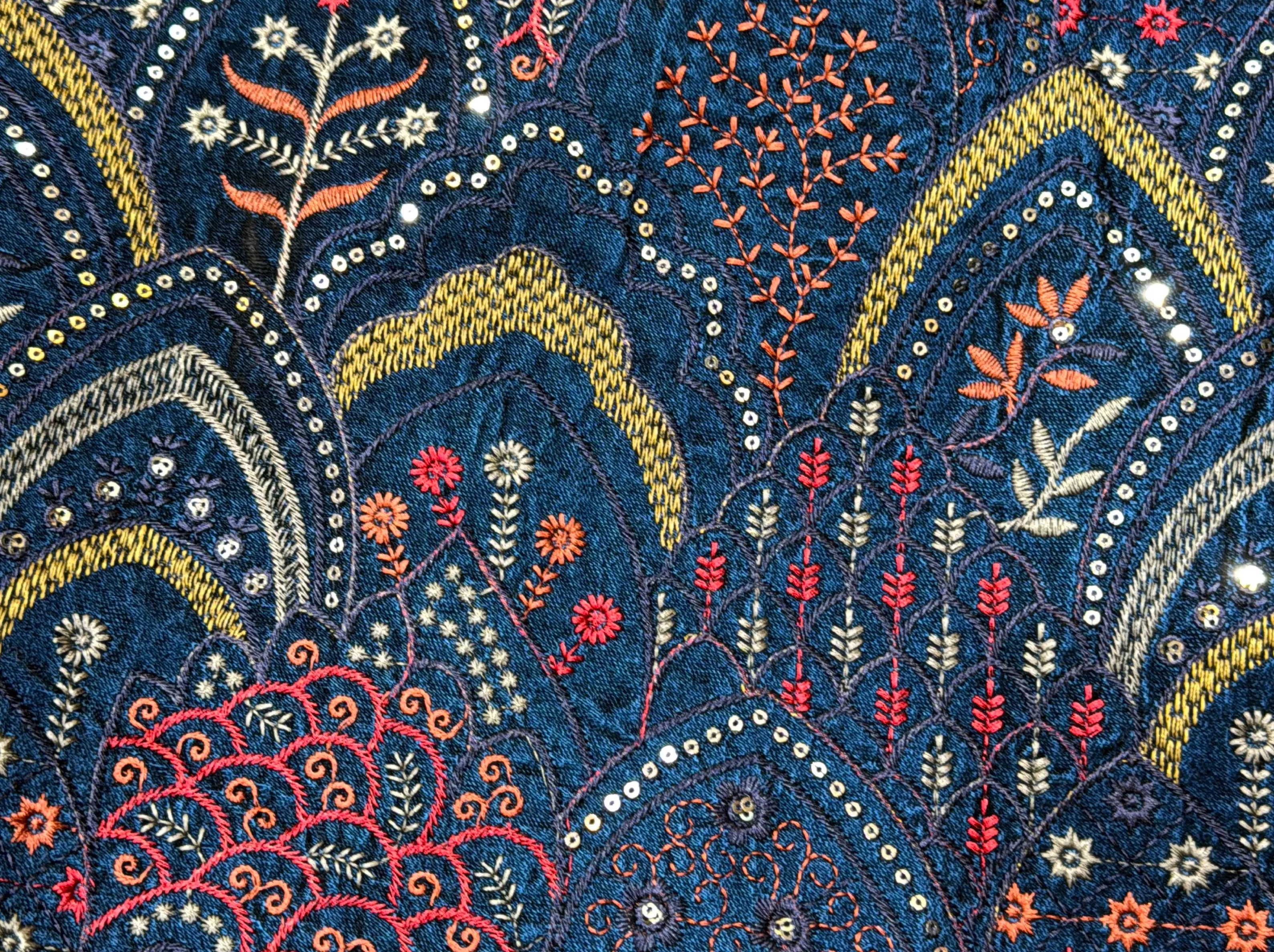 Embroidered Denim Fabric view 2