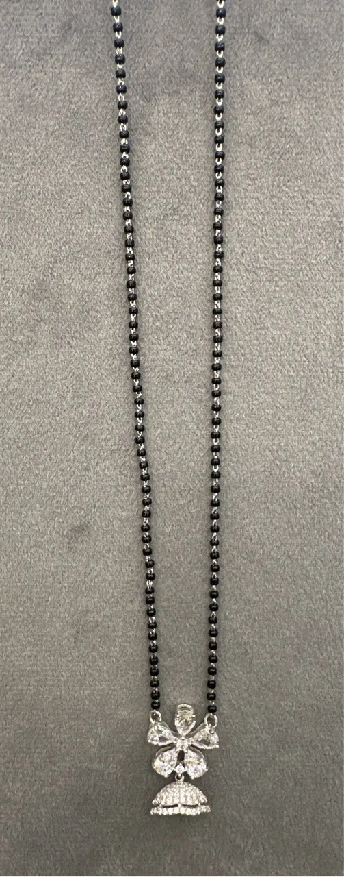 Black Beaded Pendant Necklace view 2