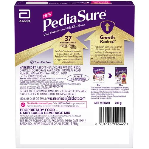 Pediasure Nutrition Drink Powder Chocolate Flavour 200 g Carton view 2