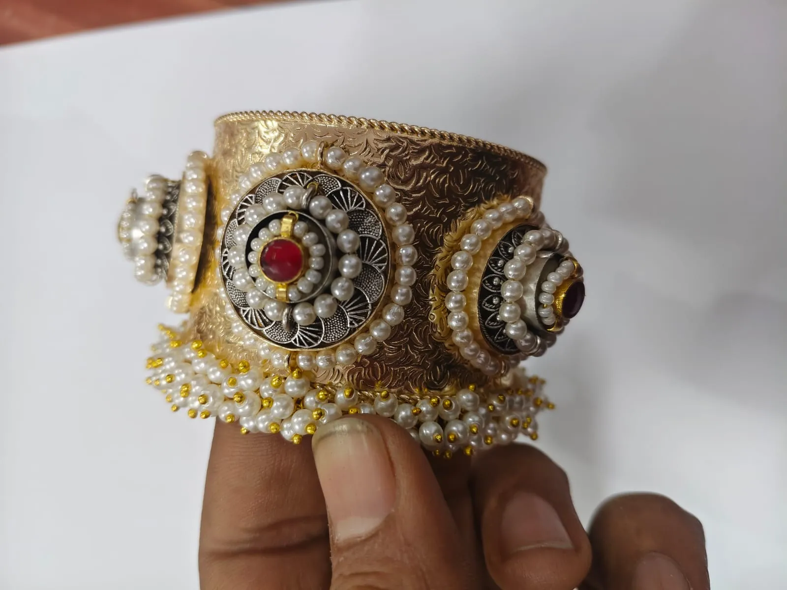 Pearl & Gold-Plated Bangle view 3