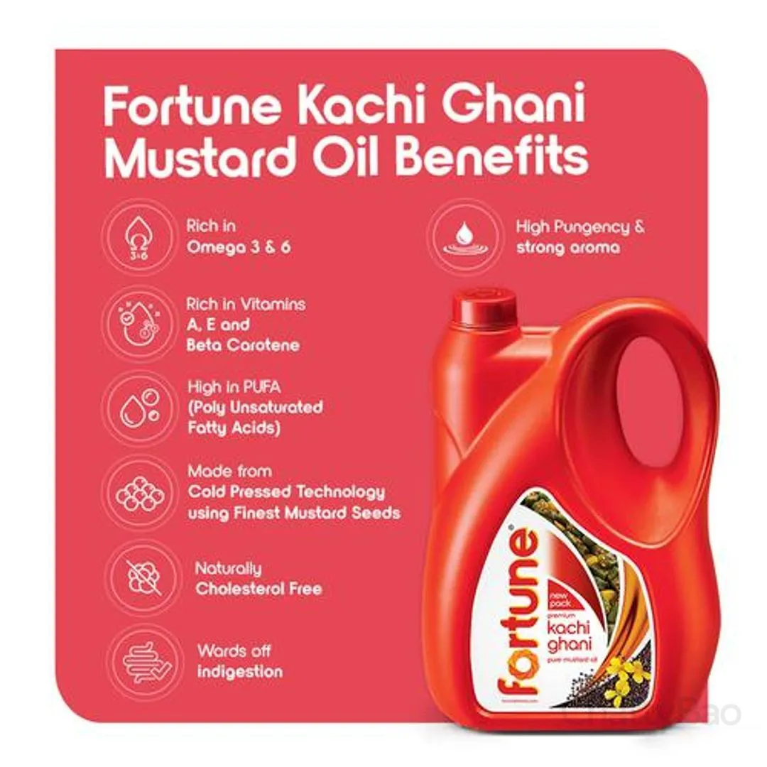 Fortune Kachi Ghani Mustard Oil Jar 5 L view 4