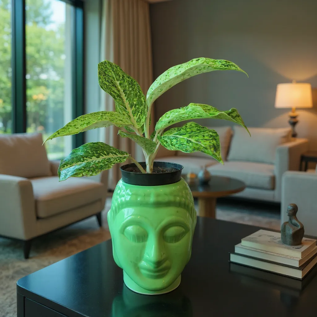 Decorative Potted Plant With Green Buddha