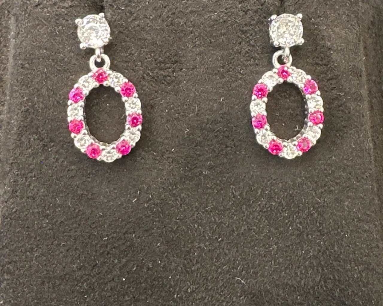 Pink Sapphire Circle Earrings view 2