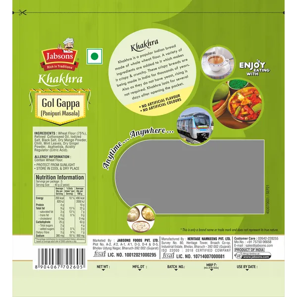 Jabsons Golgappa Khakhra 180 g view 2