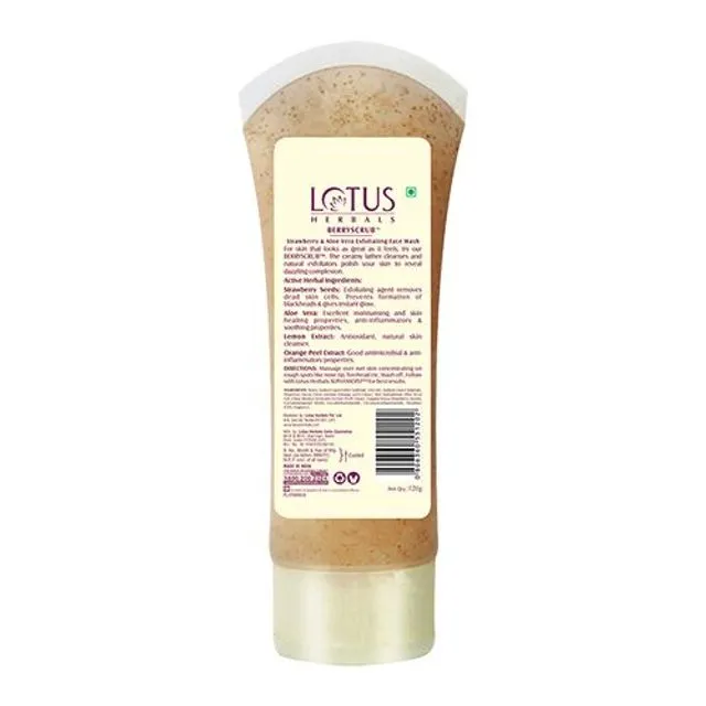 Lotus Herbals Berry Scrub Strawberry & Aloe Vera Exfoliating Face Wash 120 g view 2