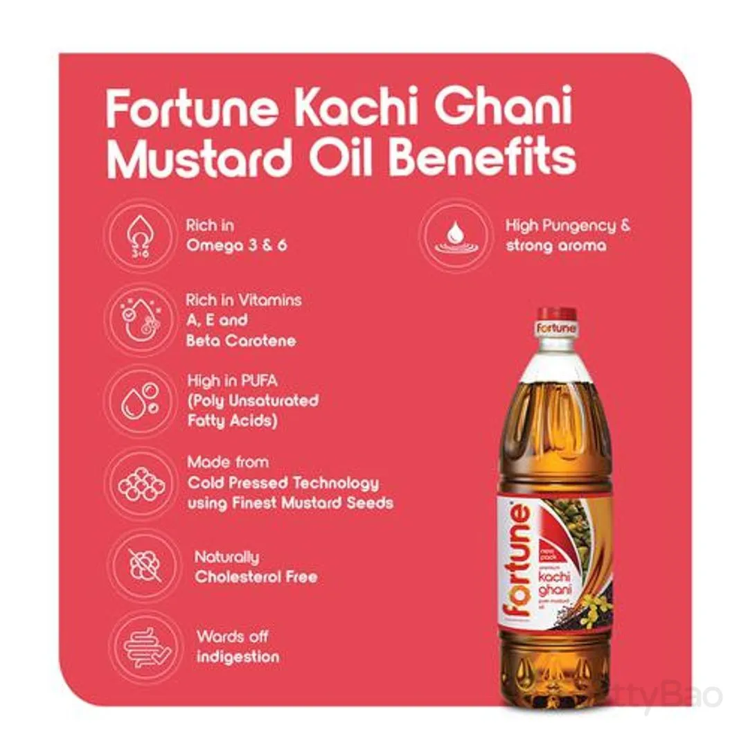 Fortune Kachi Ghani Mustard Oil Bottle 1 L view 5