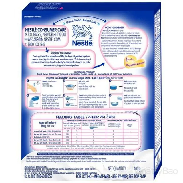 Nestle Lactogen 1 Infant Formula Powder Upto 6 Months 400 g view 2