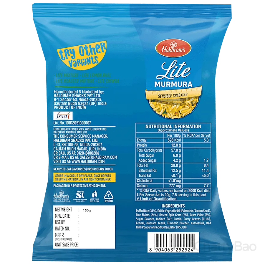 Haldirams Lite Murmura Namkeen 150 g view 2