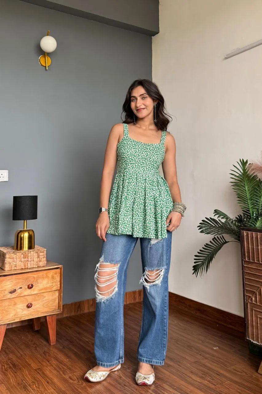 Green Peplum Kurti view 2