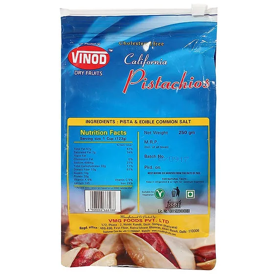 Vinod Pista Roasted And Salted 250 g view 2
