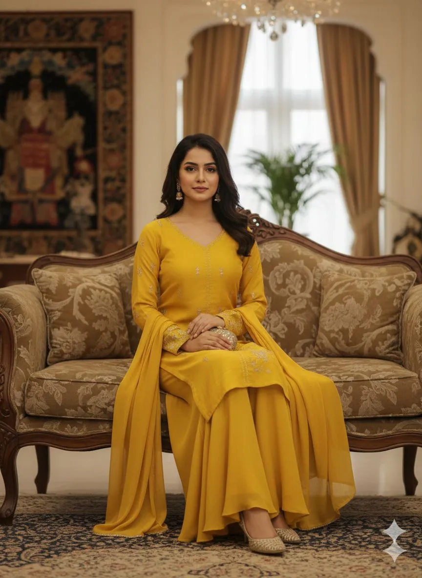 Golden Yellow Salwar Suit view 2