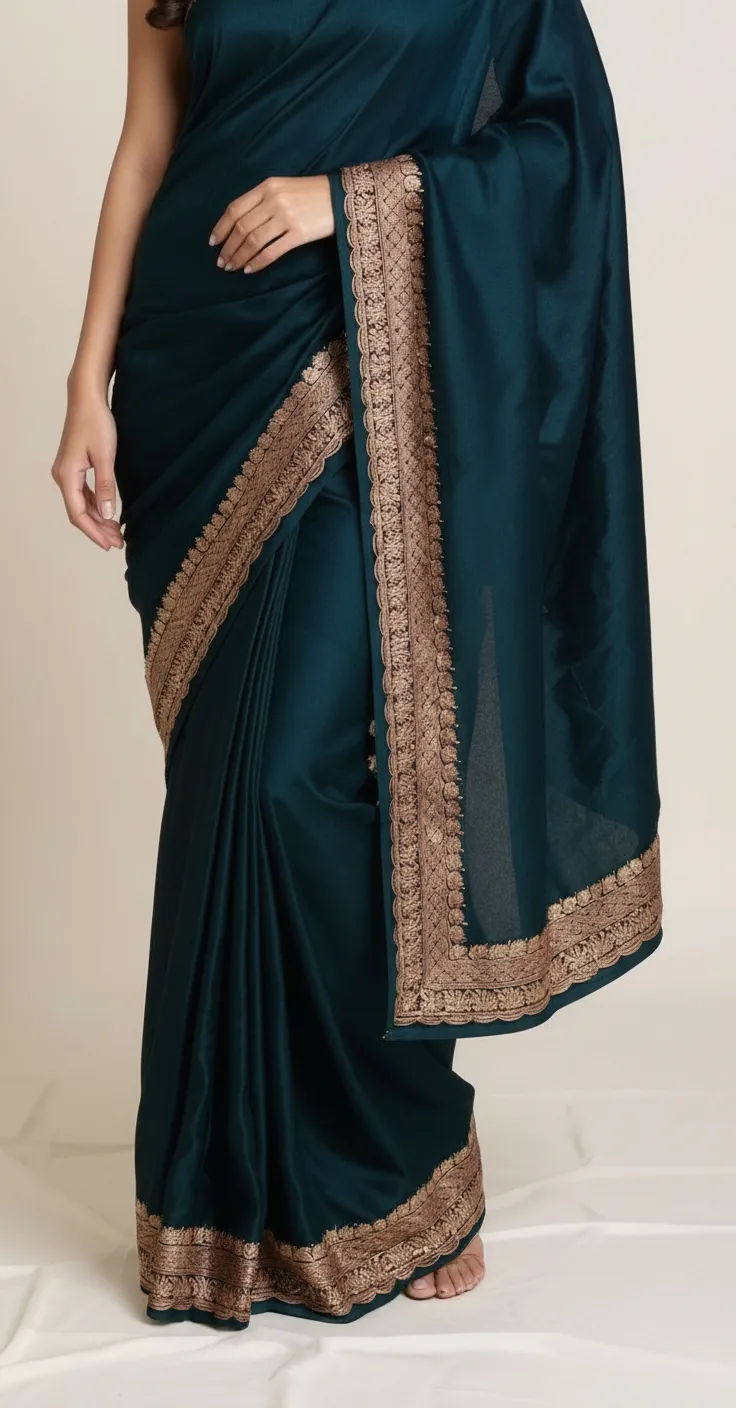 Elegant Green Saree view 5