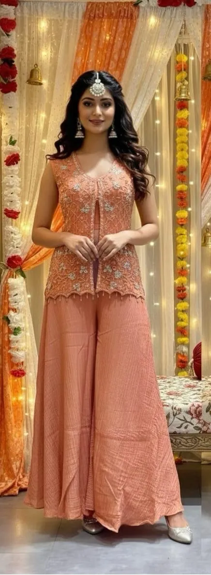 Embroidered Palazzo Set view 2