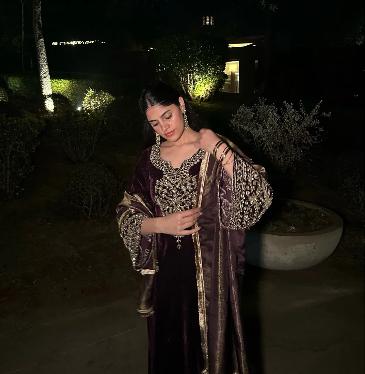 ‘Husnara’ Hand embroidered Velvet Suit view 6
