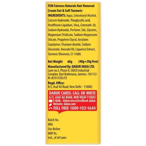 Fem Fairness Naturals Hair Removal Cream - Turmeric 24 g view 2