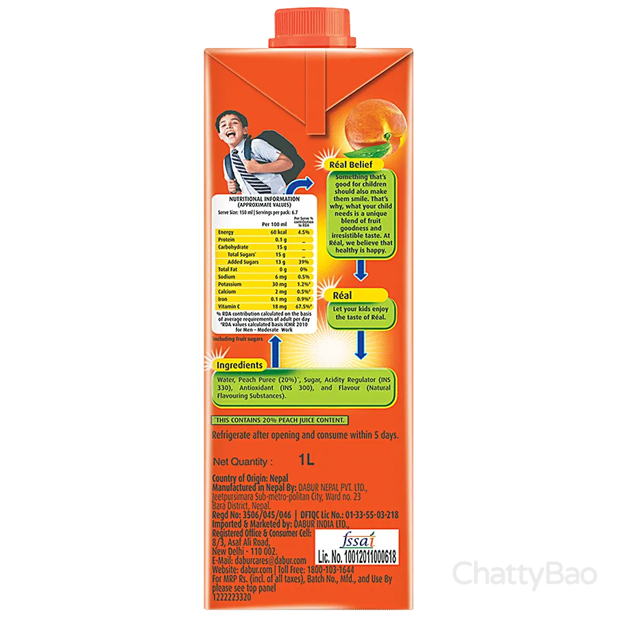 Real Peach Juice 1 L view 3