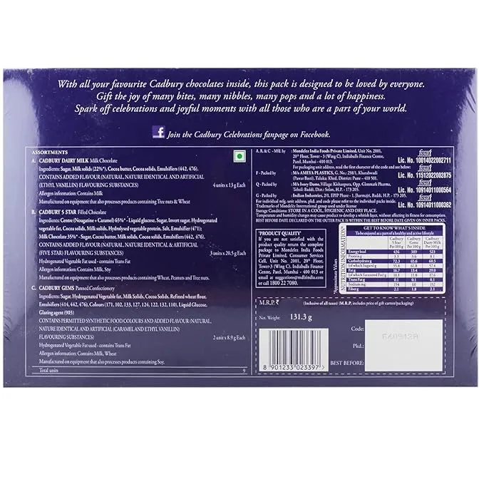 Cadburry Celebrations Chocolates Gift Box - 131.3 g view 2