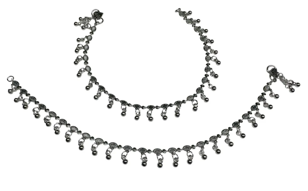 Traditional Silver Anklet Set view 4