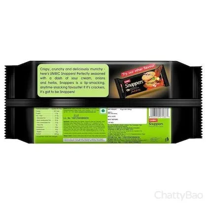 Unibic Snappers - Potato Crackers Cream & Onion 300 g view 2