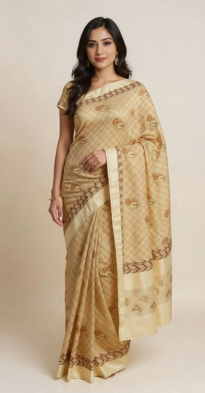 Floral Pattern Cotton Saree view 5